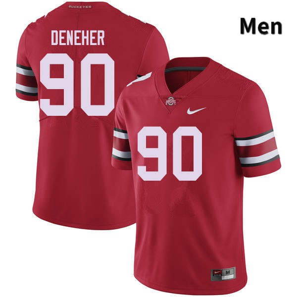 Ohio State Buckeyes Jack Deneher Men's #90 Red Authentic Stitched College Football Jersey